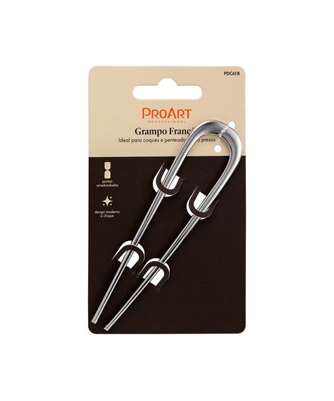 grampo para cabelo proart francês prateado