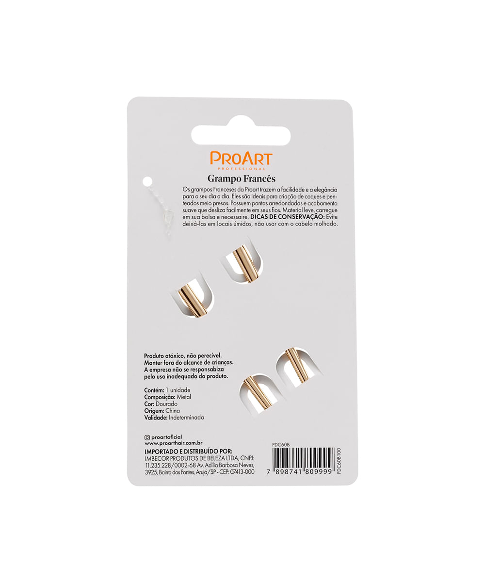 grampo para cabelo proart francês dourado