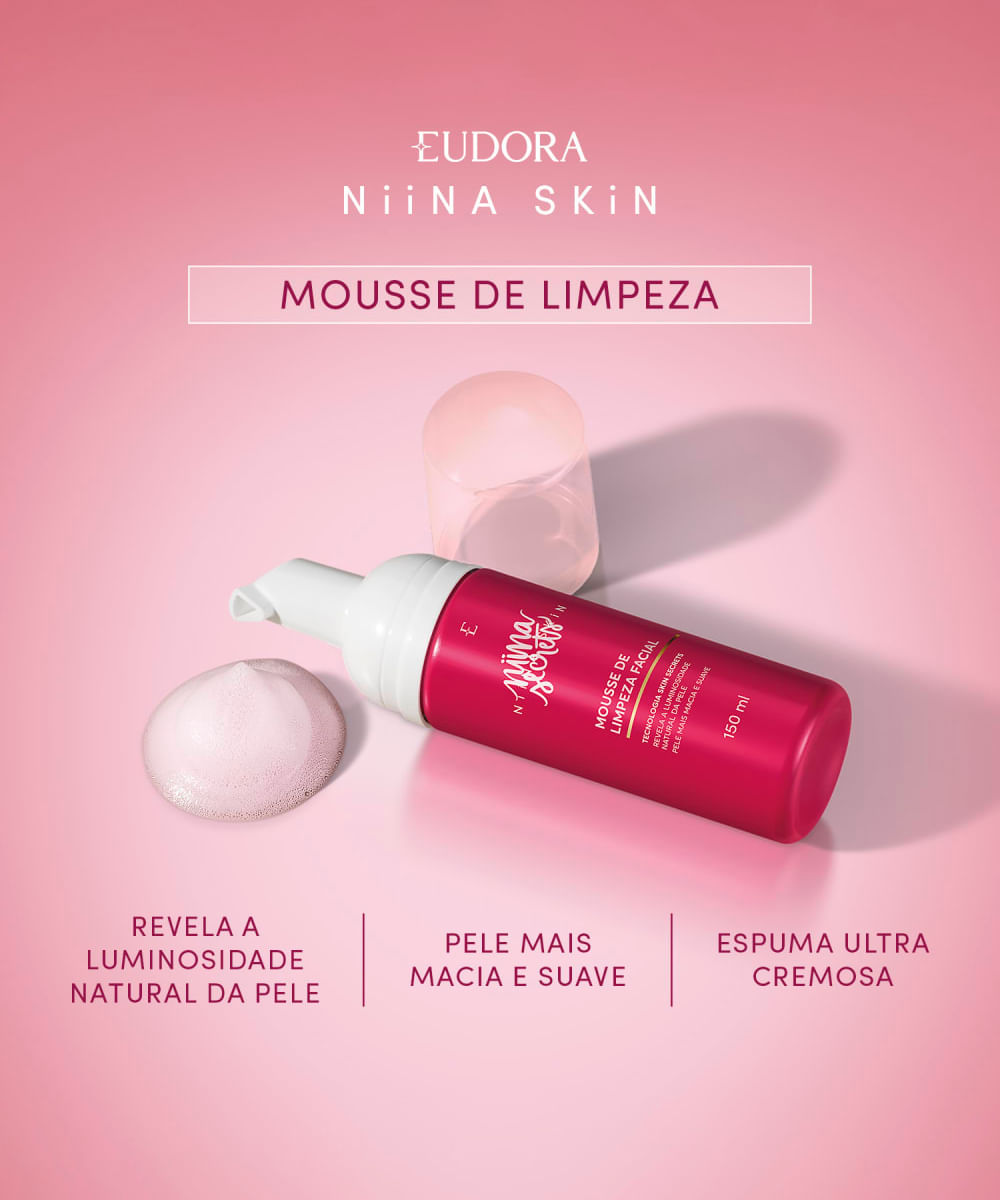 mousse de limpeza facial eudora niina secrets 150ml