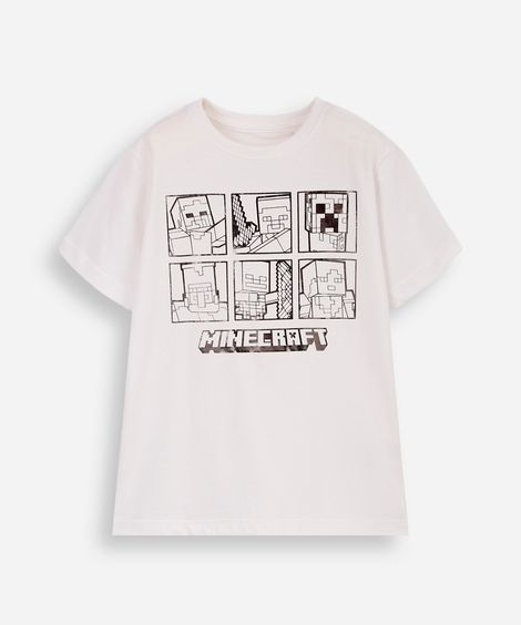 camiseta infantil minecraft off white