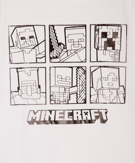 camiseta infantil minecraft off white