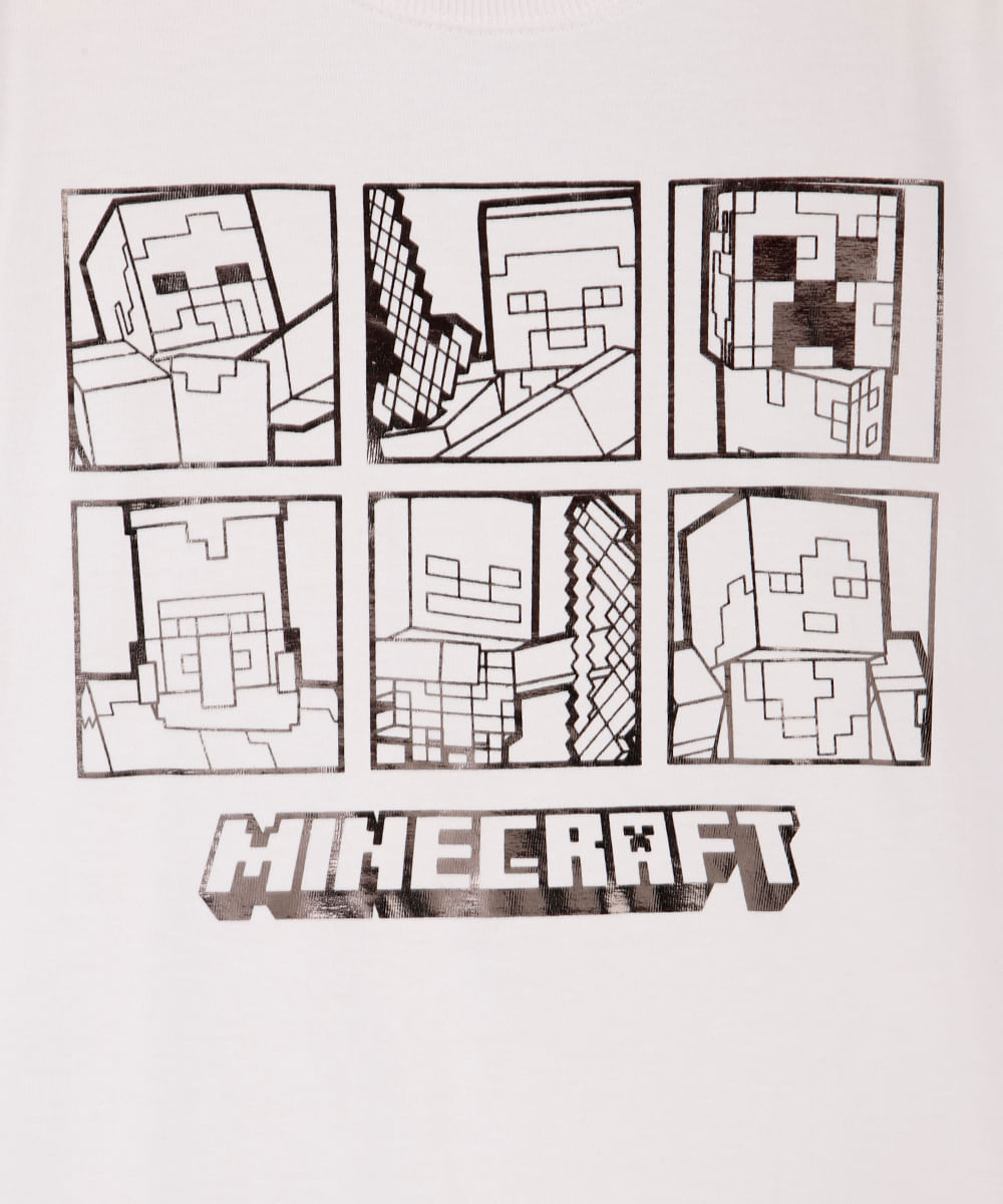 camiseta infantil minecraft off white