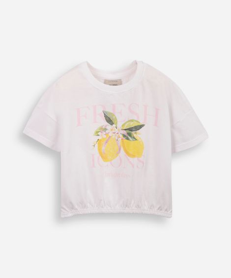 camiseta infantil com elástico limões off white