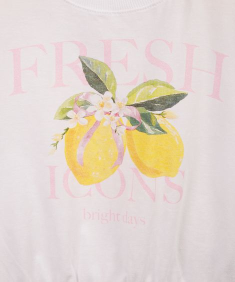 camiseta infantil com elástico limões off white