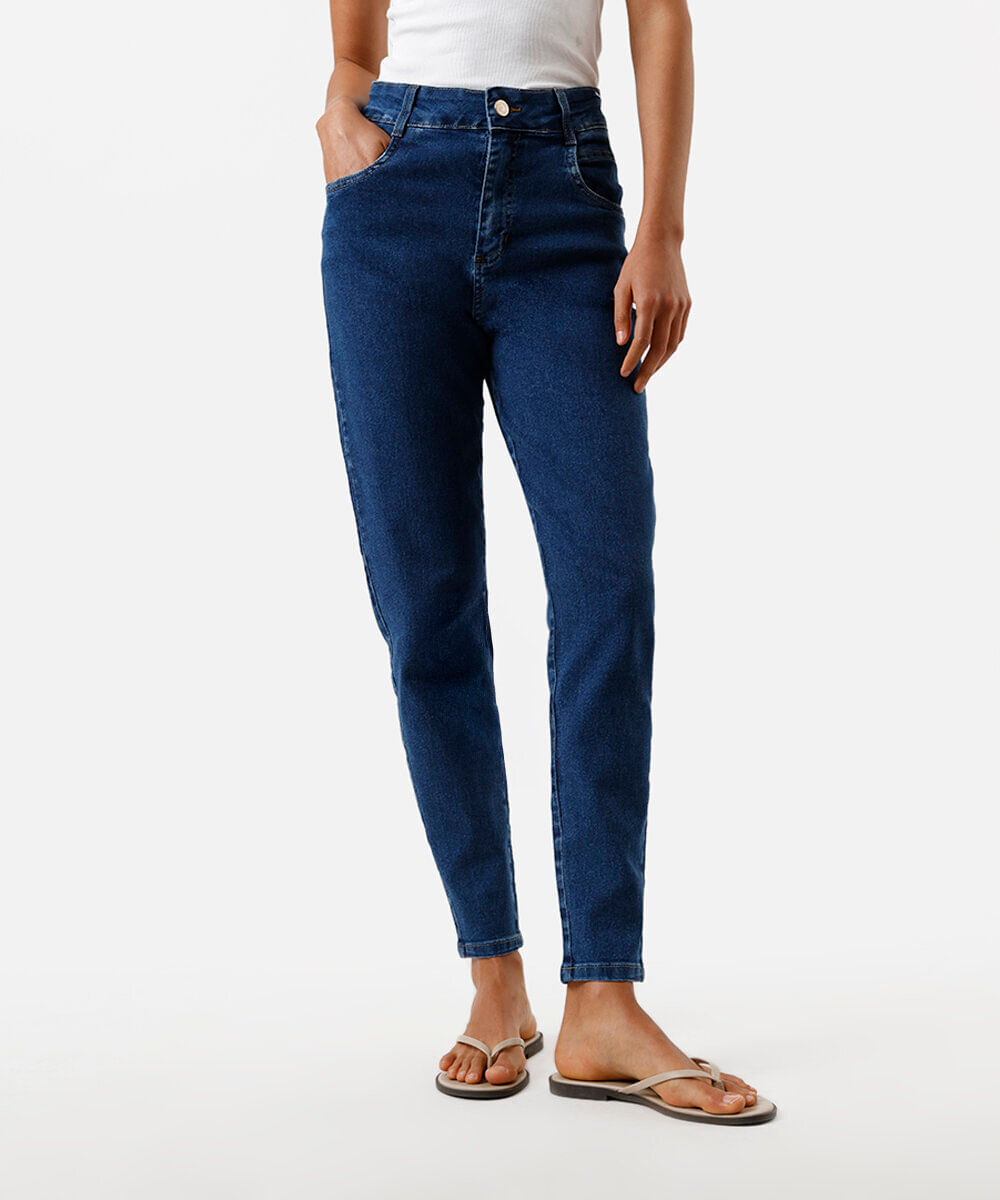 calça mom feminina jeans sawary azul