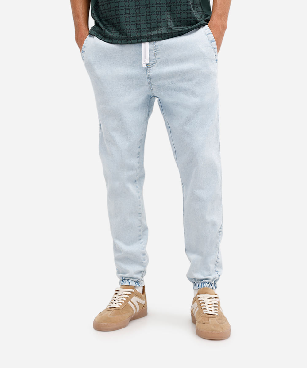 calça jogger masculina jeans azul