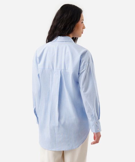 camisa oversized feminina de algodão azul