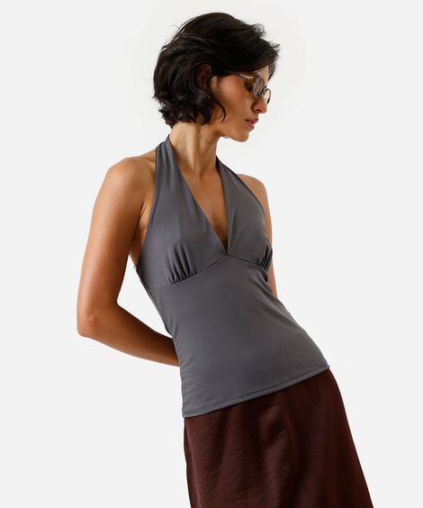 blusa frente única feminina  cinza