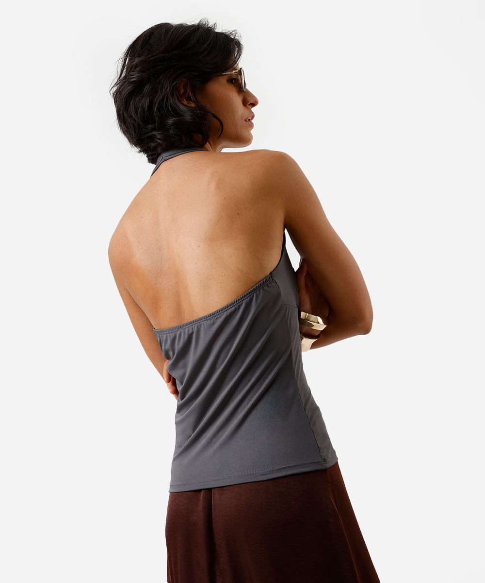 blusa frente única feminina  cinza