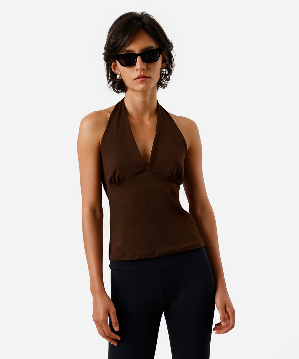 blusa frente única feminina  marrom