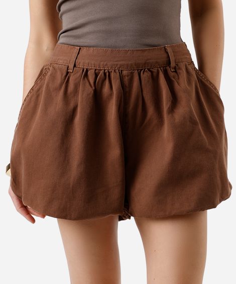 short balonê feminino de sarja - marrom quente