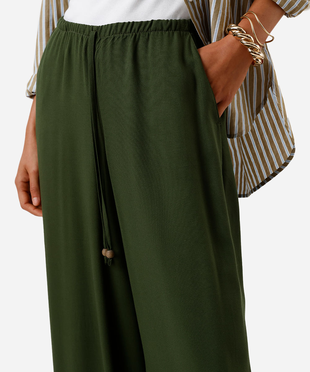 calça pijama feminina de viscose cós elástico verde
