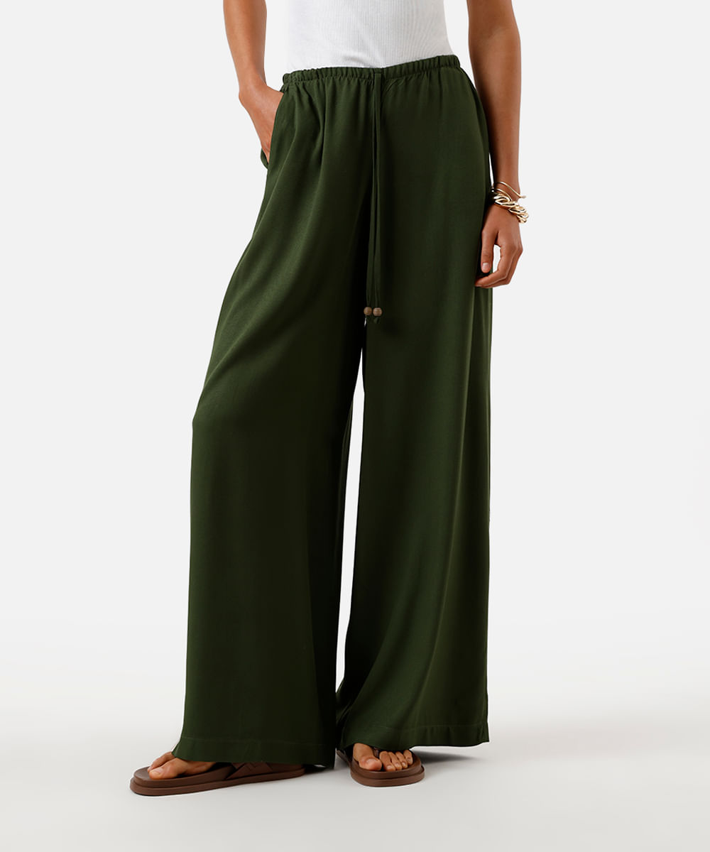 calça pijama feminina de viscose cós elástico verde