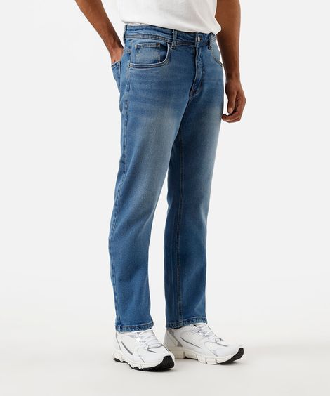 calça reta masculina jeans azul