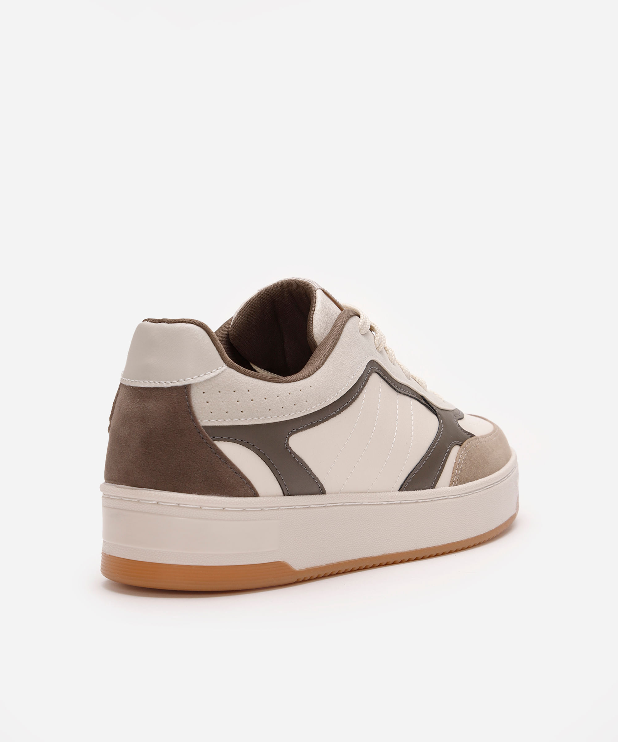 tênis masculino street com pespontos bege