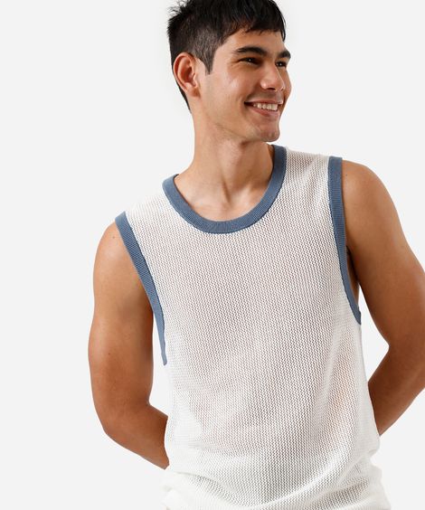 regata masculina de tricot off white