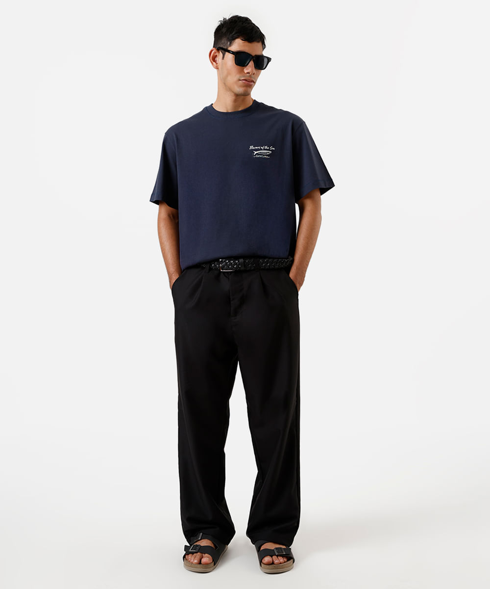 camiseta box masculina de algodão sardinhas azul