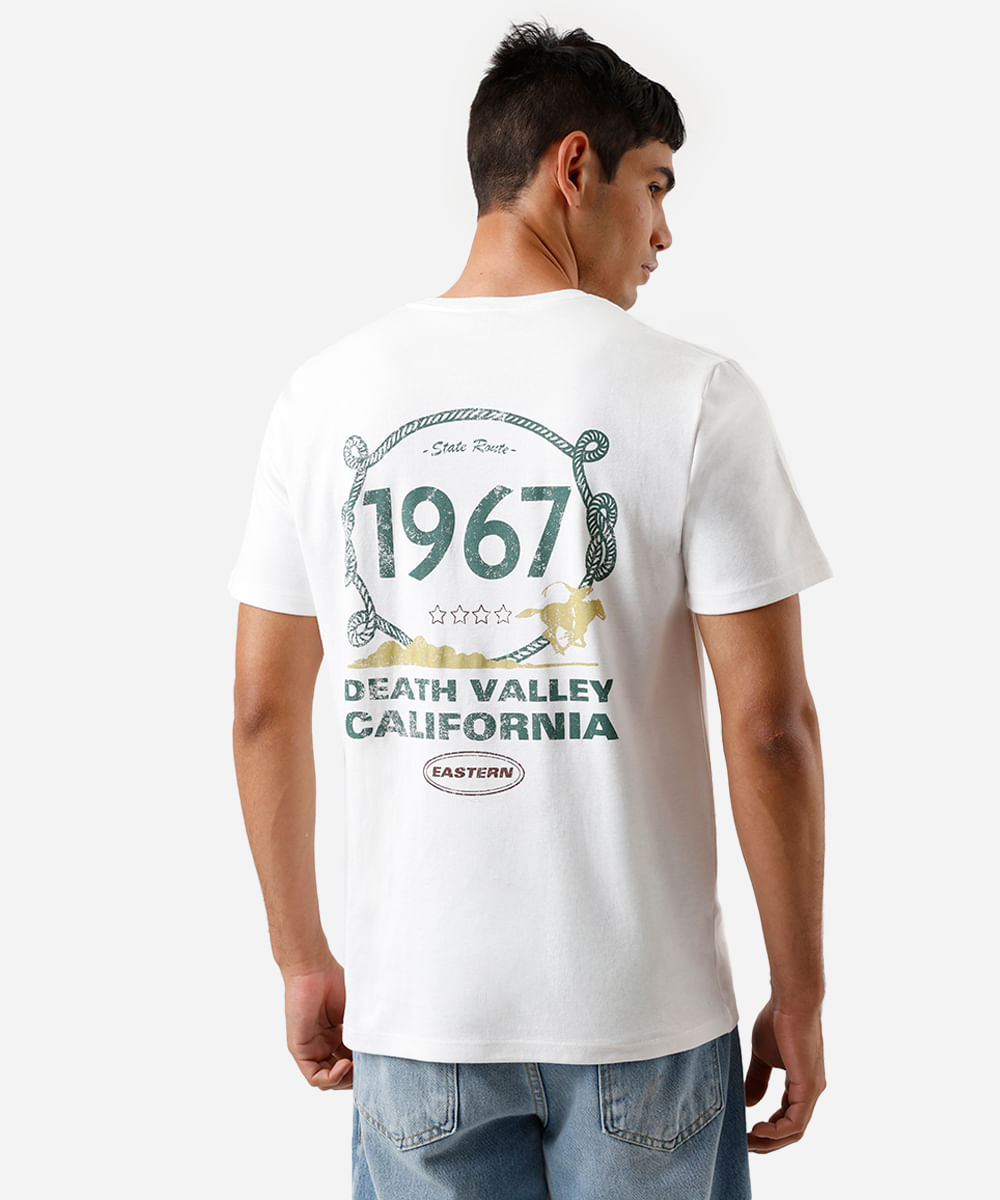 camiseta masculina fit death valley Califórnia western off white