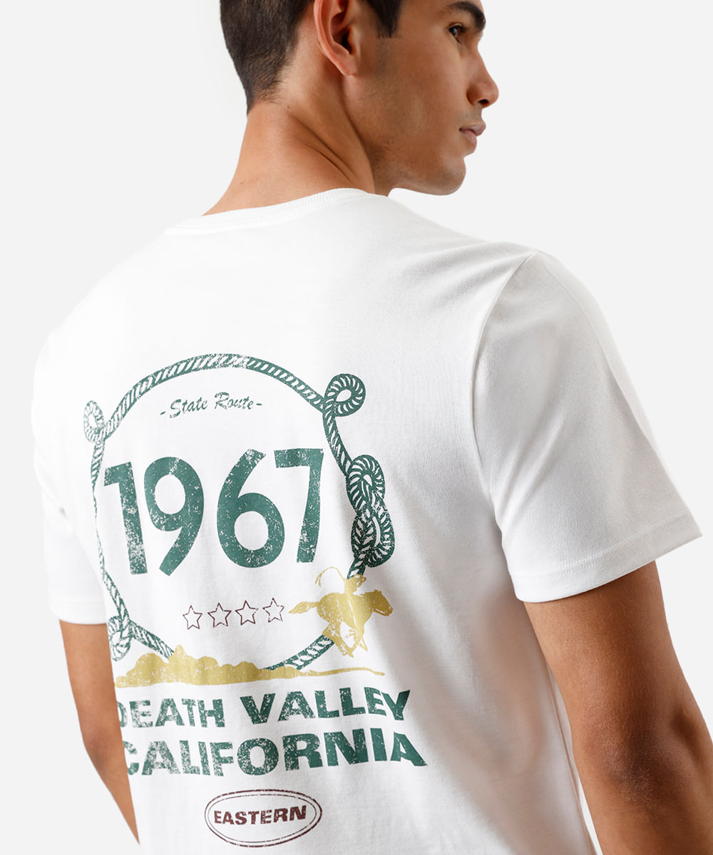 camiseta masculina fit death valley Califórnia western off white