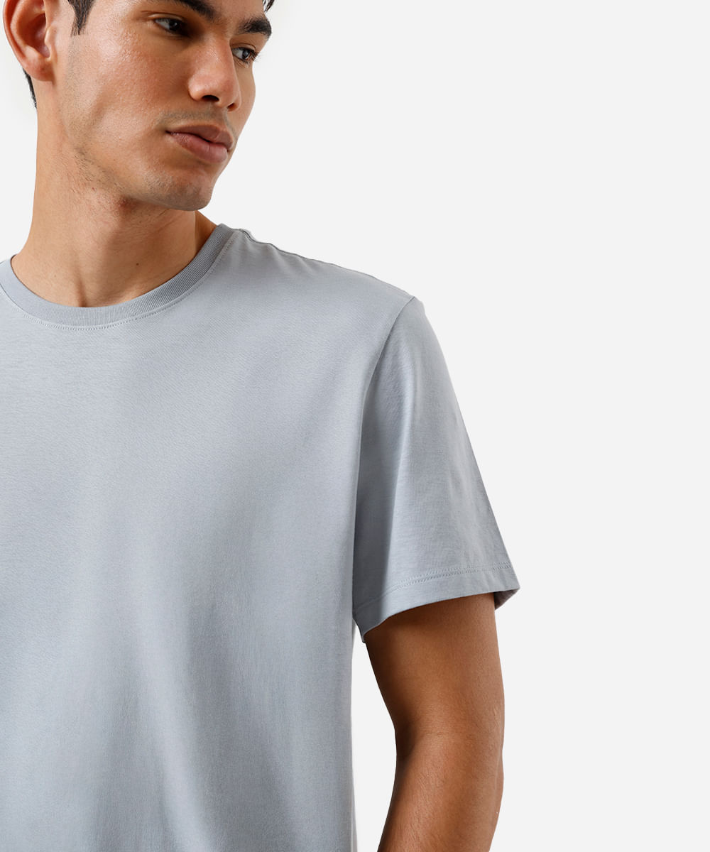 camiseta masculina de algodão pima manga curta azul