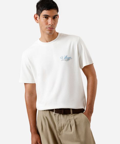 camiseta masculina de algodão estampada off white