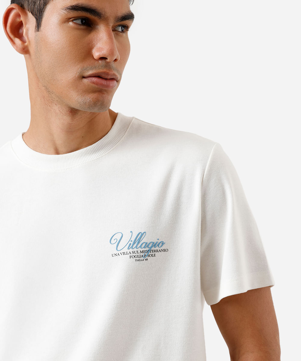 camiseta masculina de algodão estampada off white