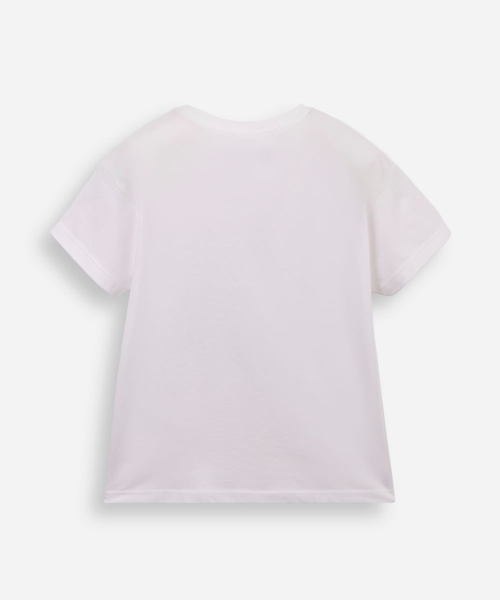 camiseta infantil de algodão wandinha off white