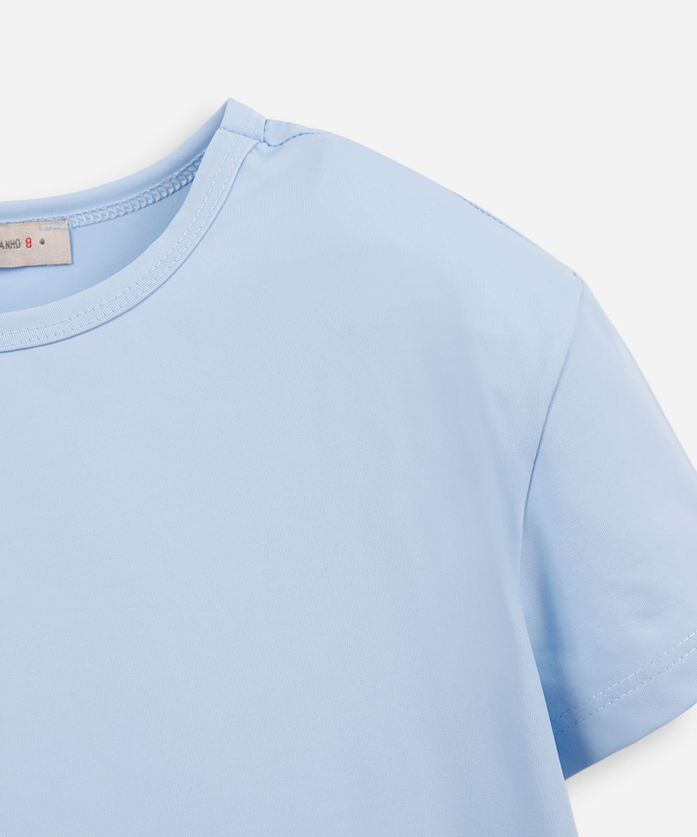 blusa infantil de poliamida manga curta azul