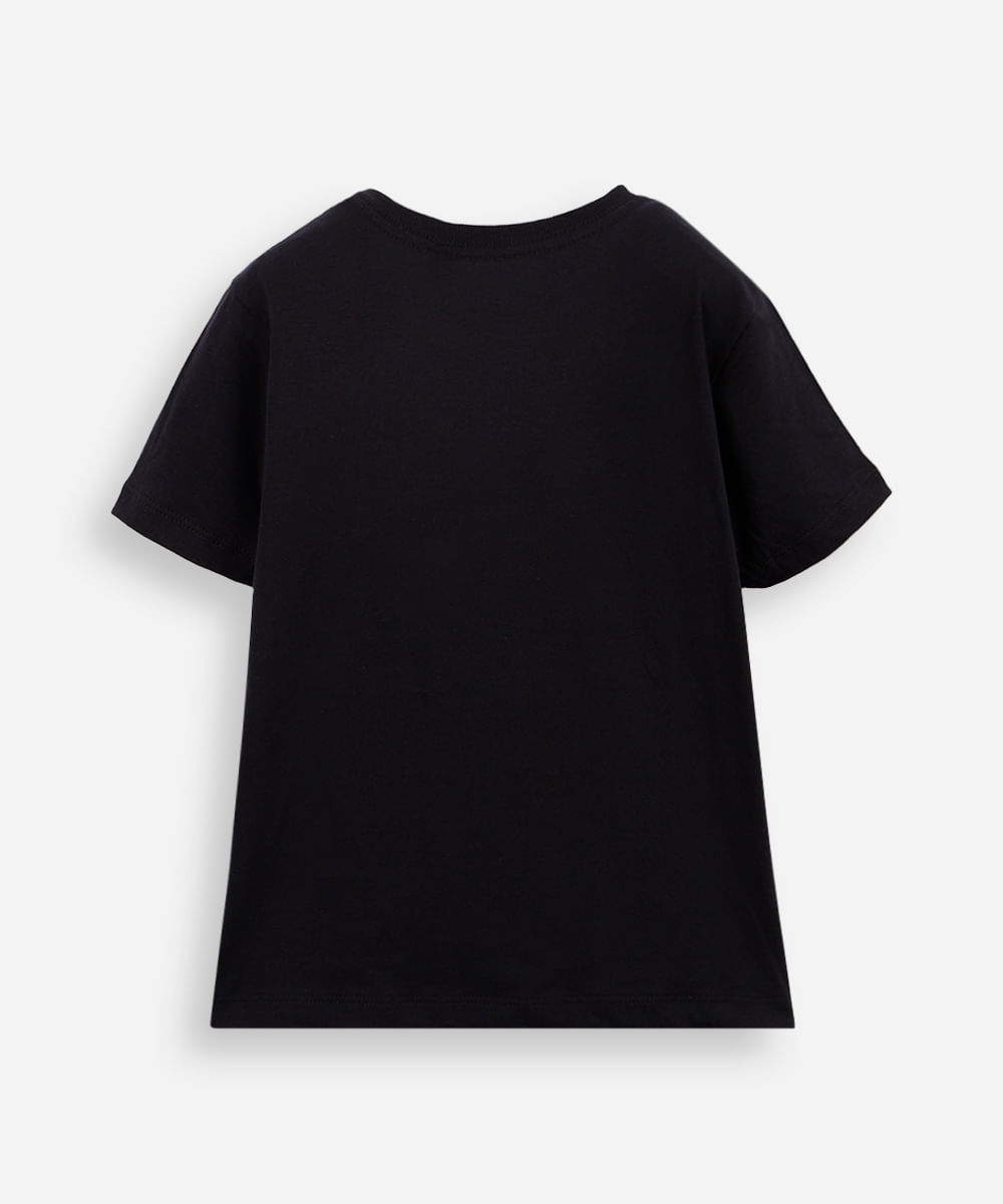 camiseta infantil de algodão minecraft preta