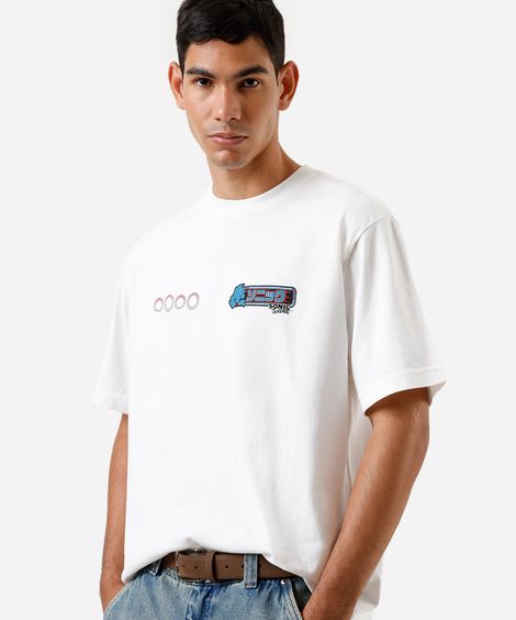 camiseta box masculina de algodão sonic off white