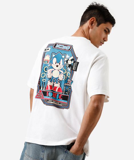 camiseta box masculina de algodão sonic off white