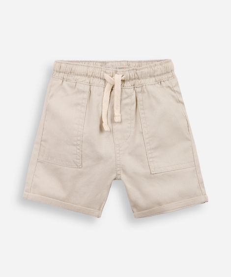 bermuda infantil sarja com bolsos bege