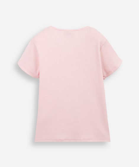 blusa infantil de algodão com laços canelada - rosa claro