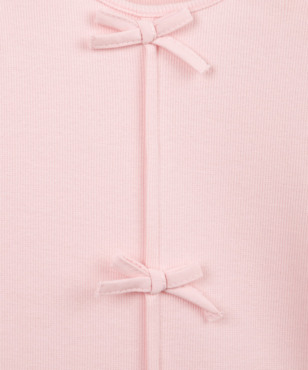 blusa infantil de algodão com laços canelada - rosa claro