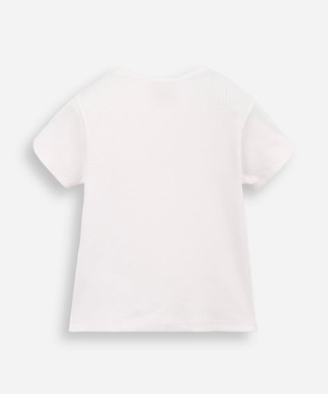 blusa infantil de algodão com laços canelada - off white