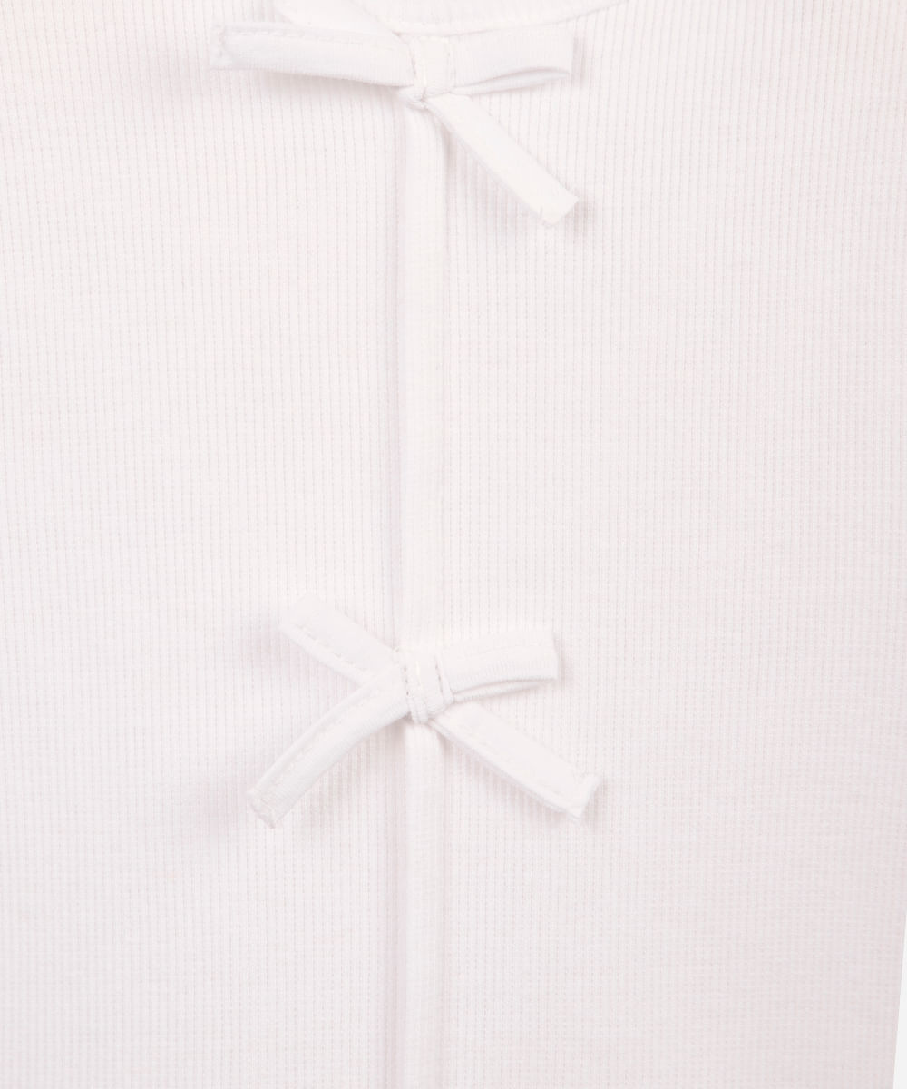 blusa infantil de algodão com laços canelada - off white