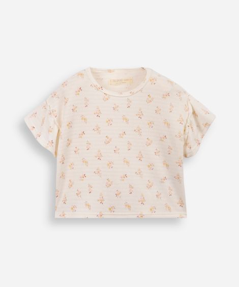 blusa infantil liberty manga babado bege