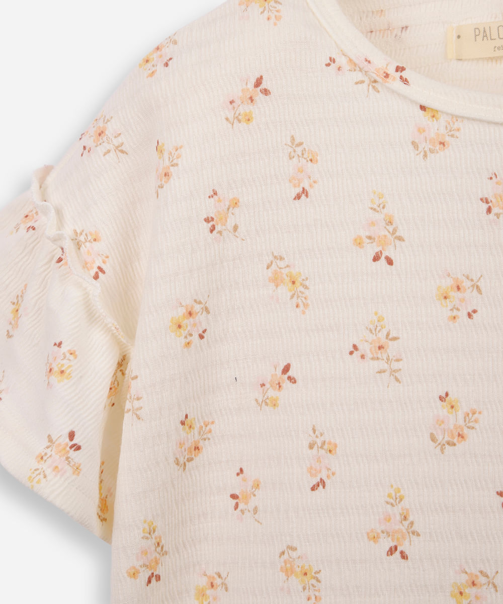 blusa infantil liberty manga babado bege