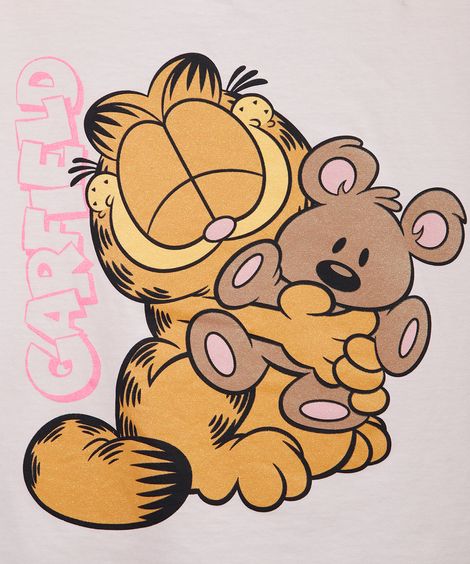 camiseta infantil de algodão garfield off white
