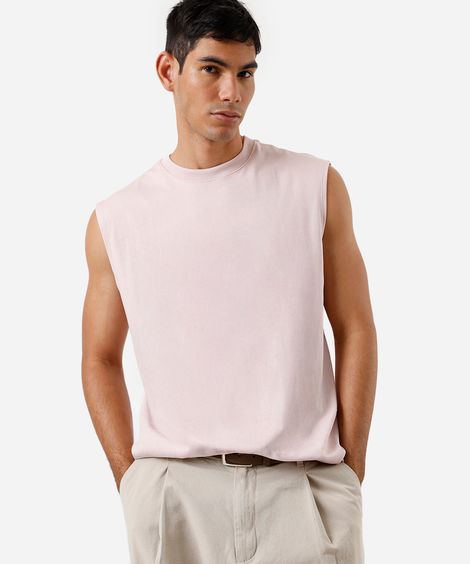 regata masculina de algodão peruano rosa