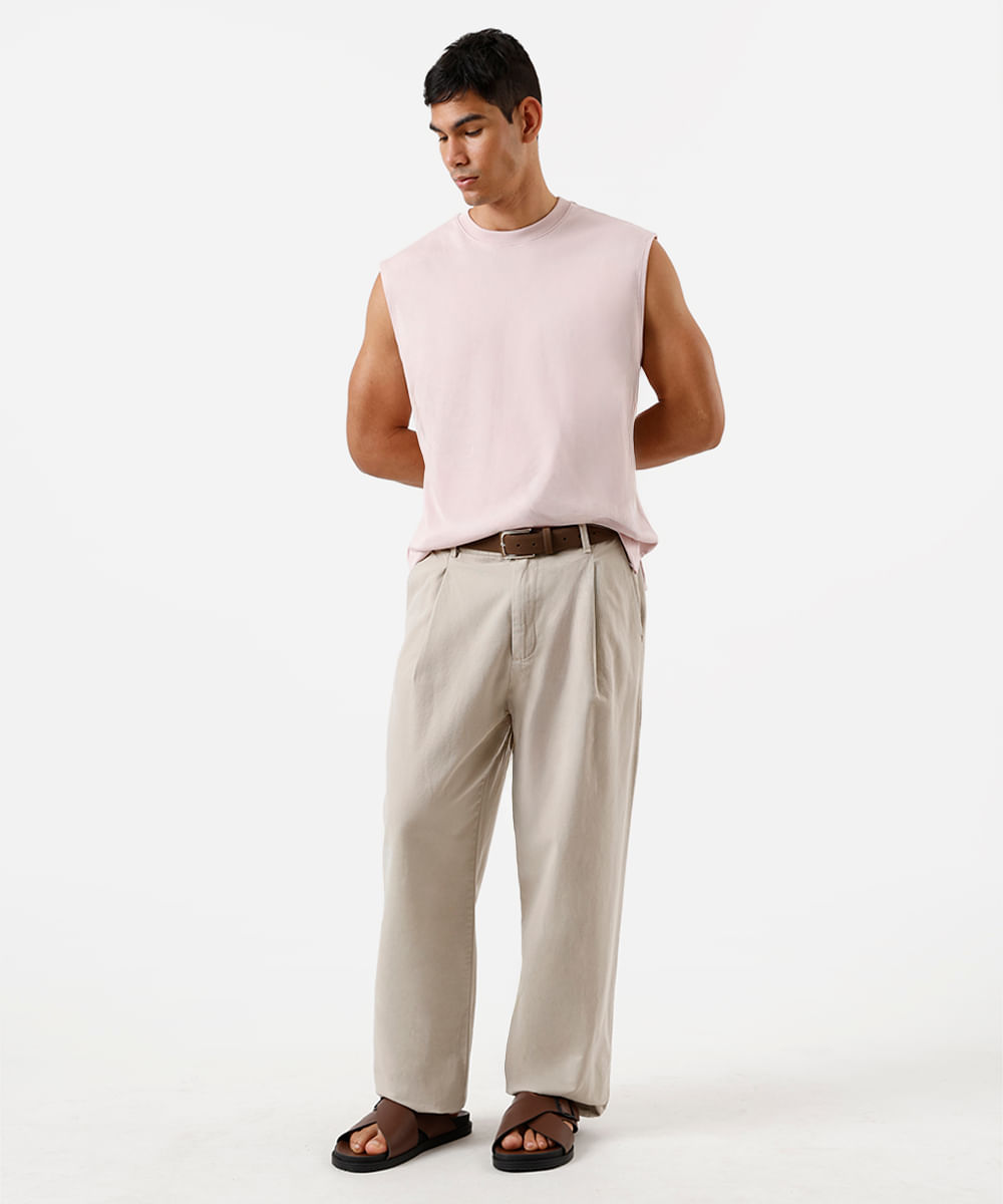 regata masculina de algodão peruano rosa