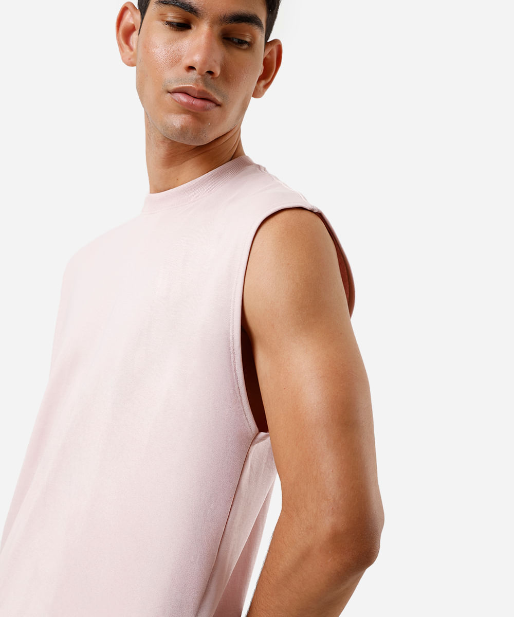 regata masculina de algodão peruano rosa