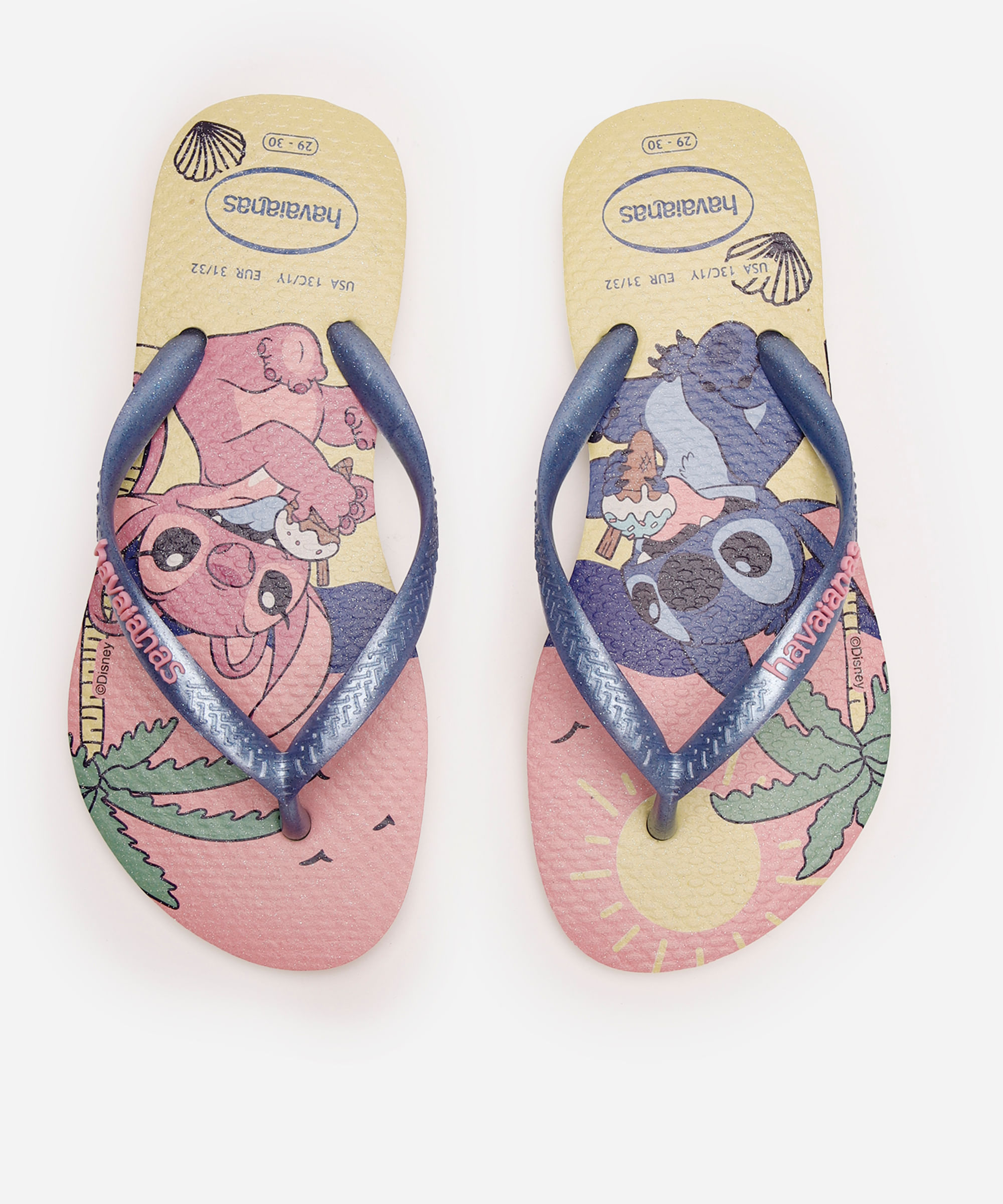 chinelo infantil stitch e amigos havaianas lilás