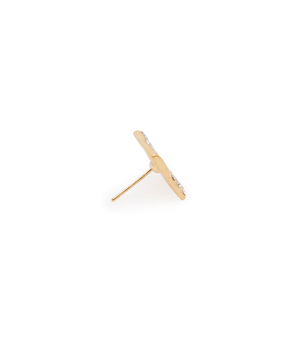 kit de 2 brincos banhado a ouro geométricos com brilho dourado