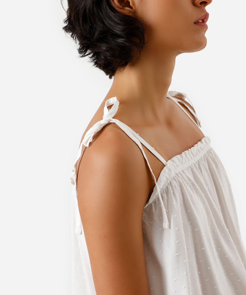 pijama longo feminino de viscose texturizado off white