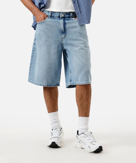 bermuda baggy masculina jeans azul