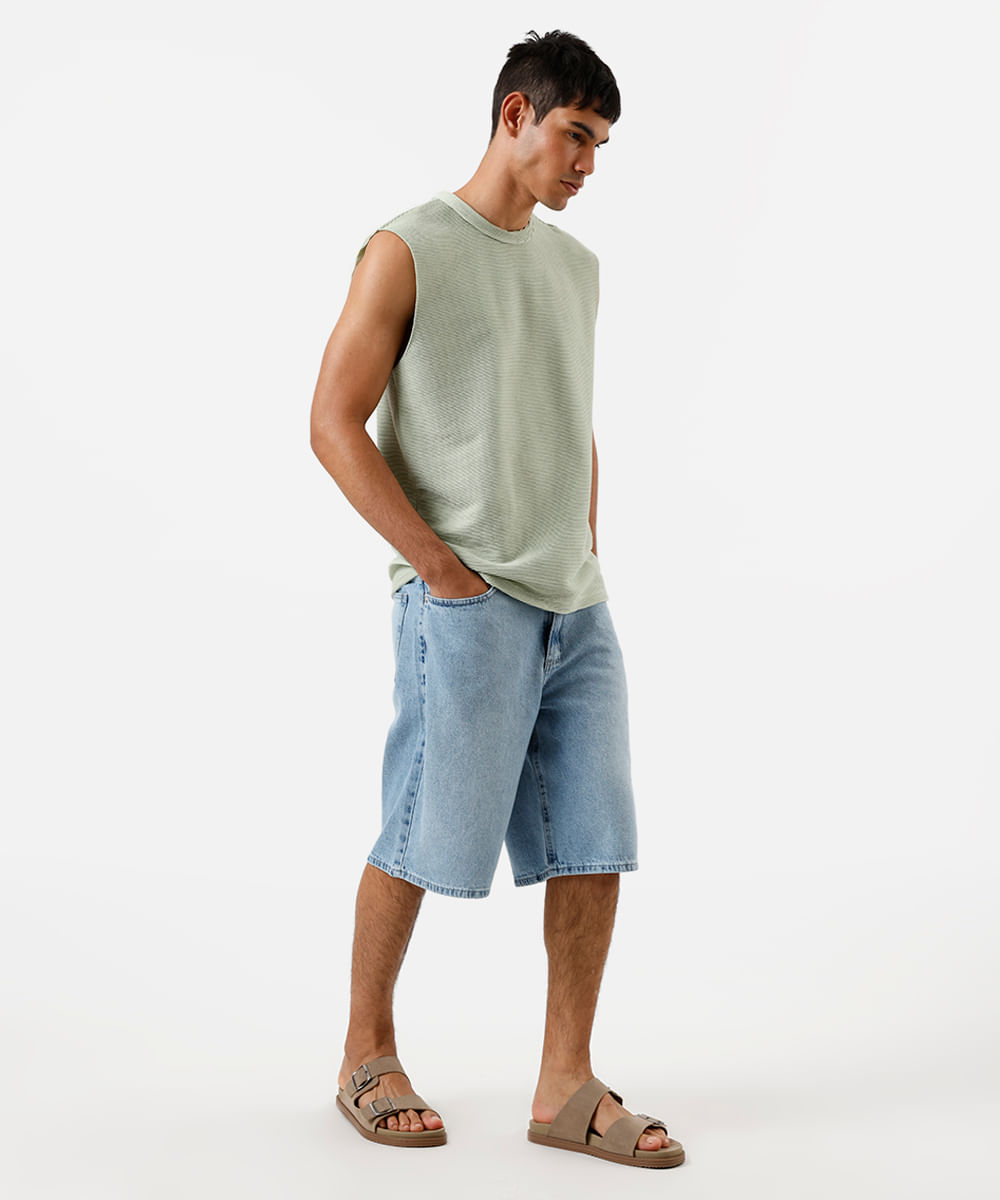 regata machão masculina texturizada verde