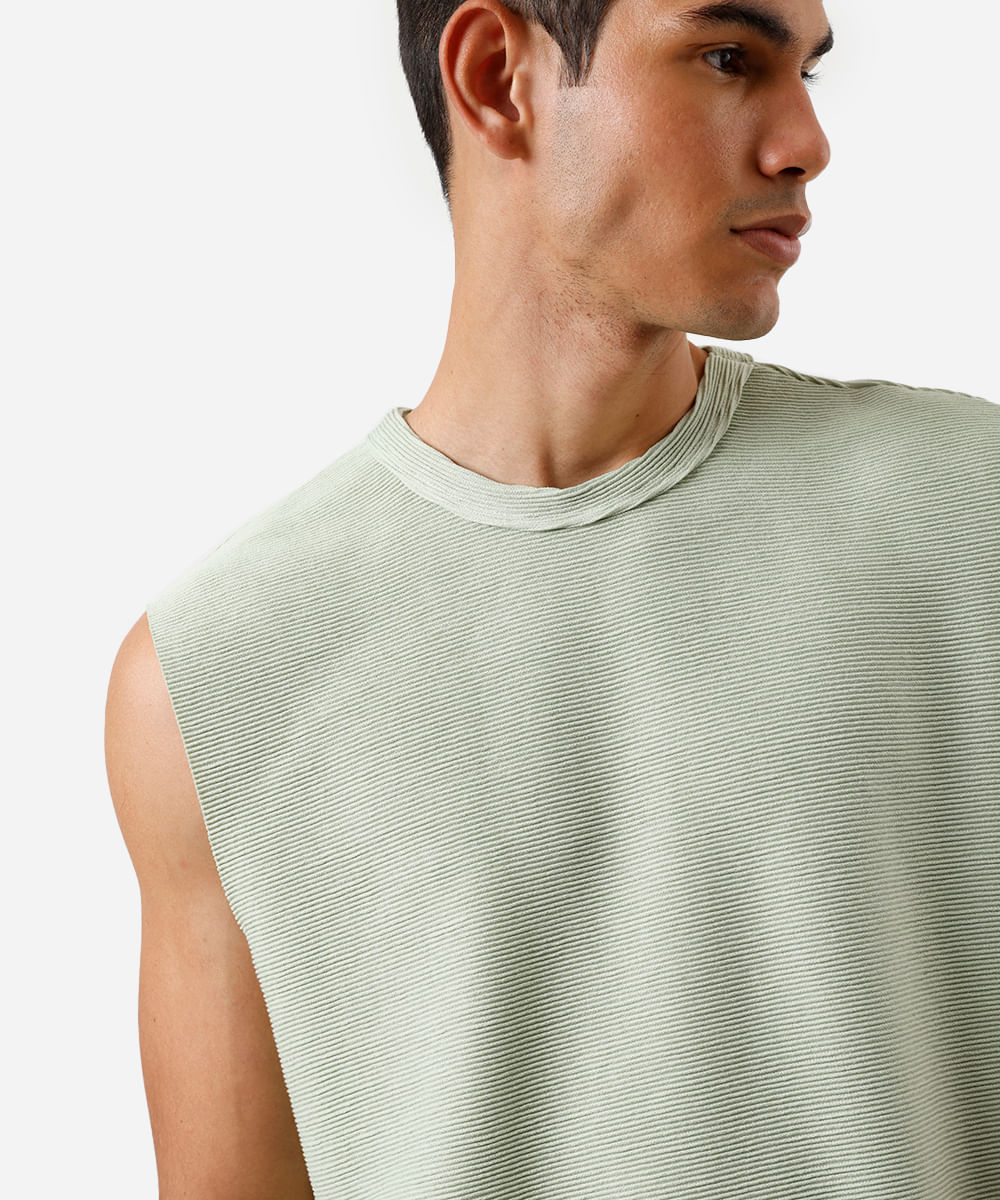 regata machão masculina texturizada verde