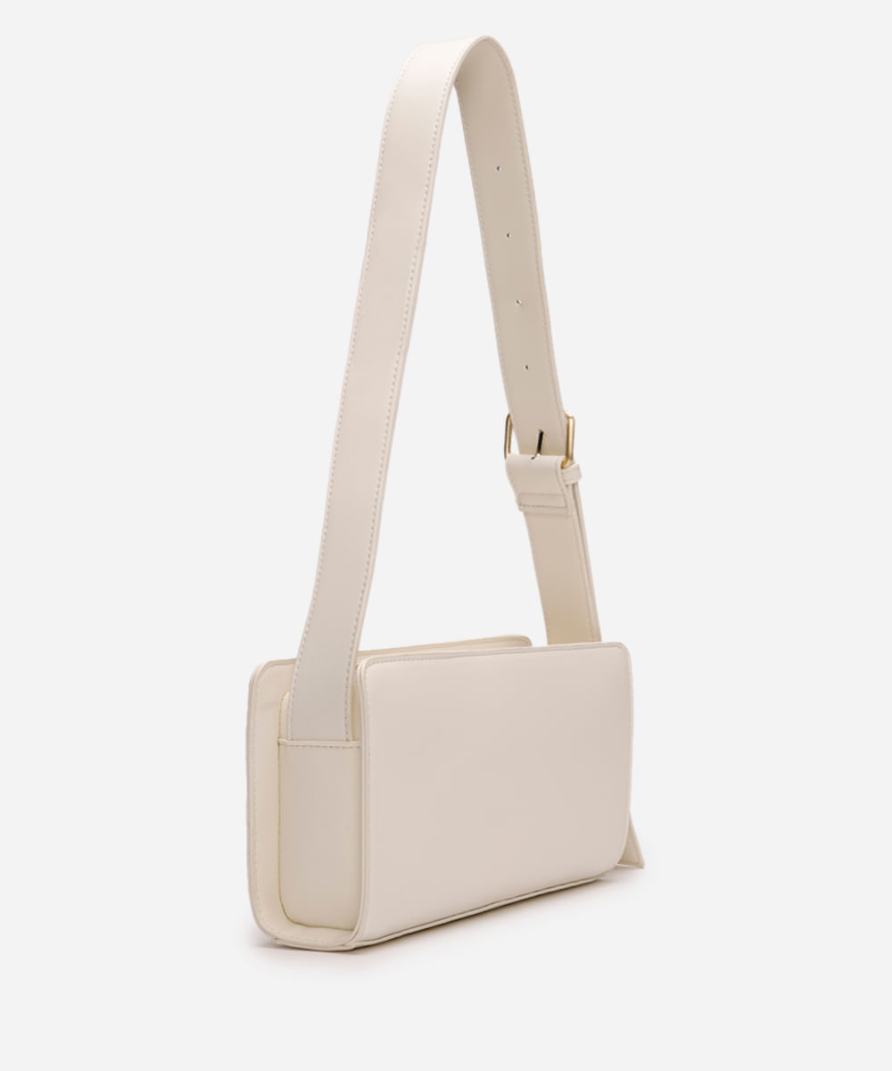 bolsa baguete estruturada off white