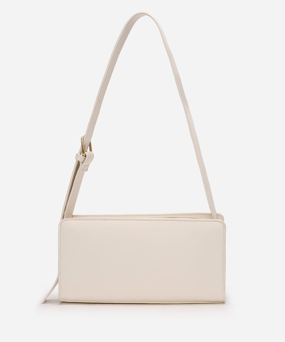 bolsa baguete estruturada off white